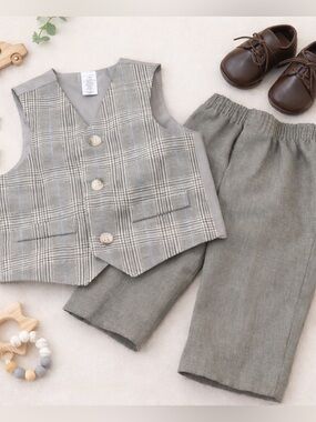 GEORGE Baby Boy Dress Plaid Tuxedo/ Suit Vest and Pants Set 12M 0020